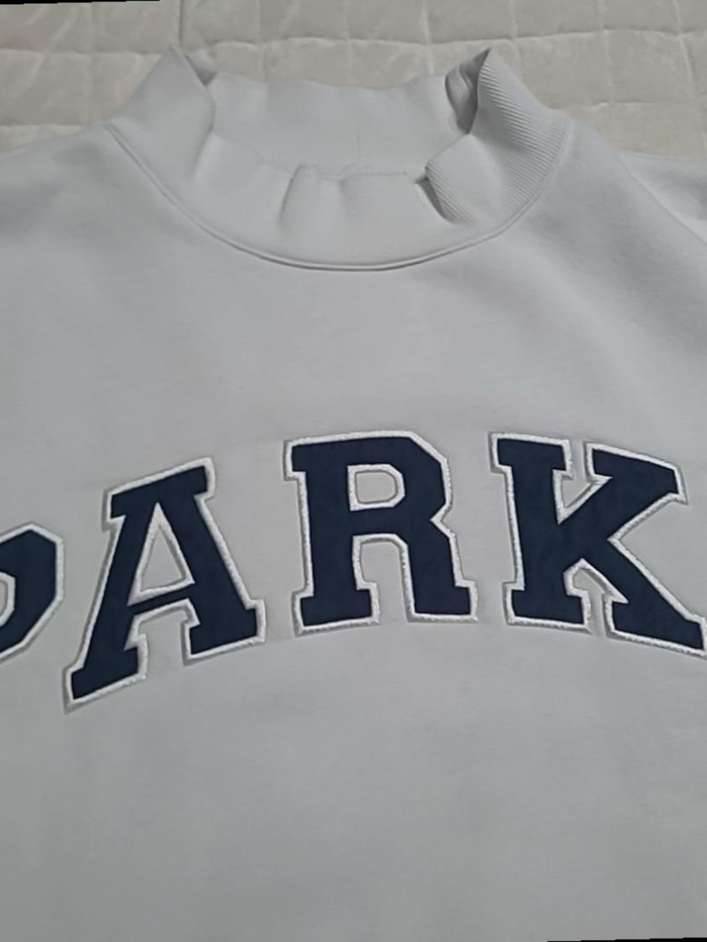 Grey Navy Parke Crewneck with Stylish Arched Logo Design